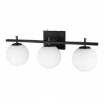 3 Light Halogen Vanity, Matte Black