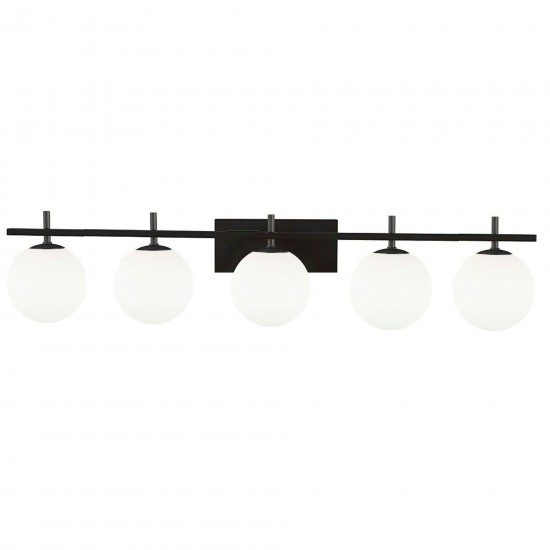 5 Light Halogen Vanity, Matte Black