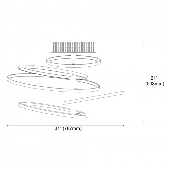 59W LED Semi Flush, Polished Chrome Finish