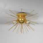 4 Light Flush Mount, Gold & Vintage Bronze Finish