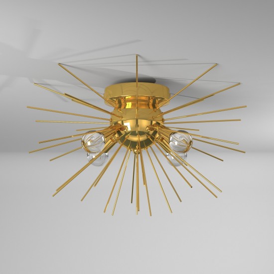 4 Light Flush Mount, Gold & Vintage Bronze Finish