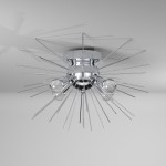 4 Light Flush Mount, Silver & Polished Chrome Finish