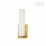 12W Aged Brass Vanity Light w/ White Glass