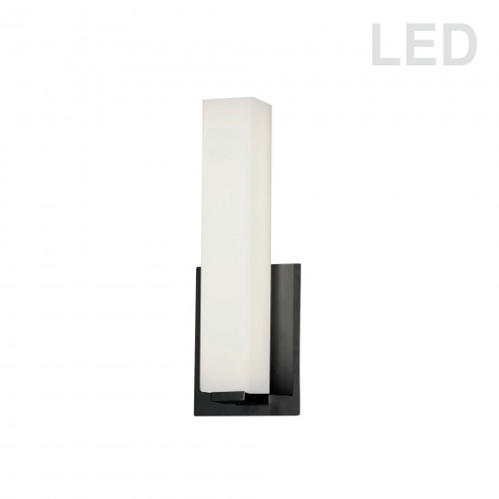 12W Matte Black Vanity Light w/ White Glass