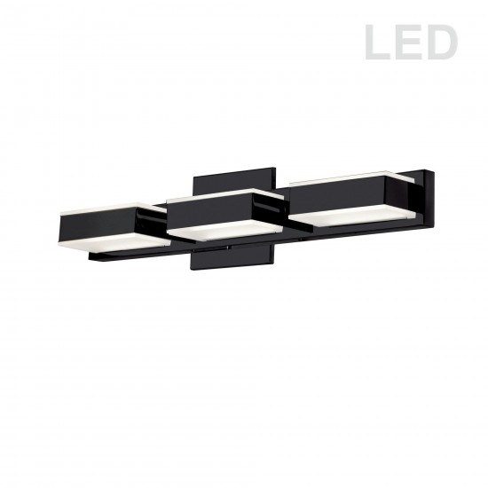 3 Light LED Wall Vanity, Matte Black Finish