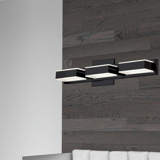 3 Light LED Wall Vanity, Matte Black Finish