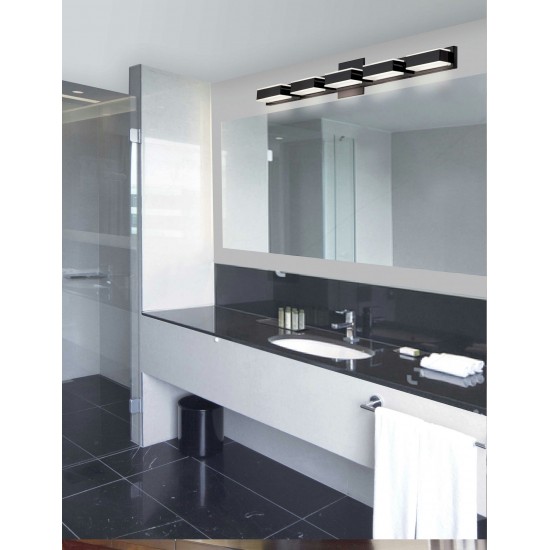 5 Light LED Wall Vanity, Matte Black Finish