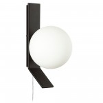 Halogen Wall Sconce, Slim Matte Black w/ Opal White Glass