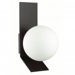 Halogen Wall Sconce, Wide Matte Black w/ Opal White Glass