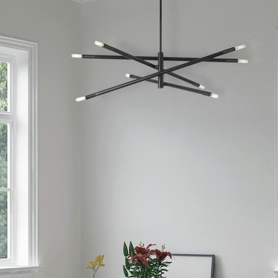 8 Light Incandescent Pendant, Matte Black