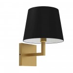 1 Light Incandescent Wall, Sconce Aged Brass with Black Shade