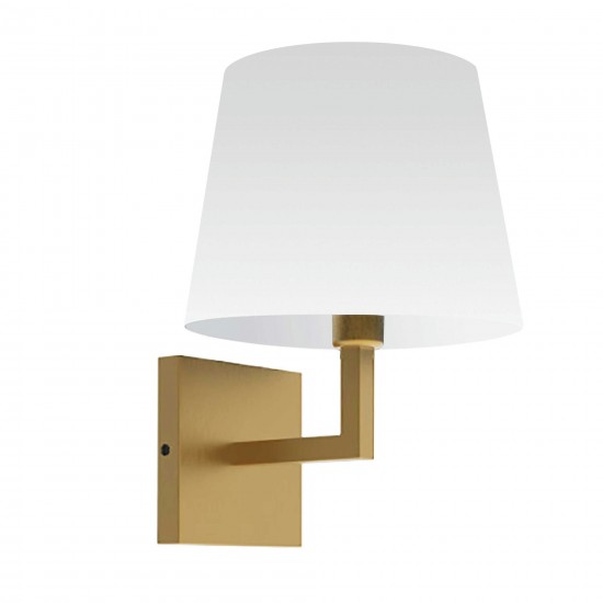 1 Light Incandescent Wall, Sconce Aged Brass with White Shade