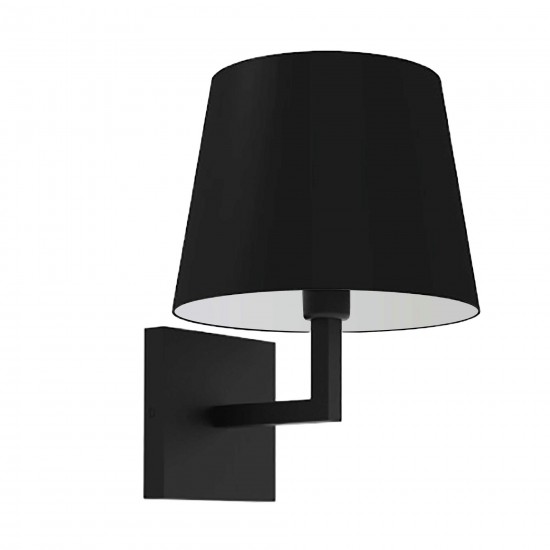 1 Light Incandescent Wall, Sconce Matte Black with Black Shade
