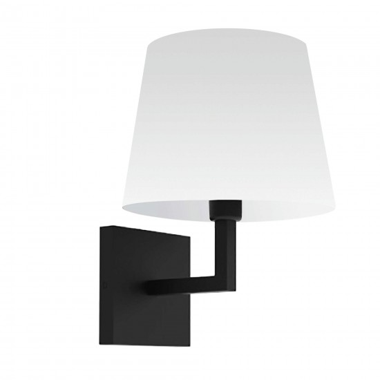 1 Light Incandescent Wall, Sconce Matte Black with White Shade