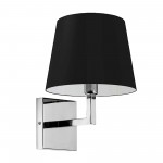 1 Light Incandescent Wall, Sconce Polished Chrome with Black Shade