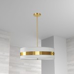 4 Light Incandescent Pendant Aged Brass Finish with White Shade