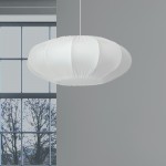 1 Light Zoey Pendant Lycra White Shade, Fabric Diffuser, White