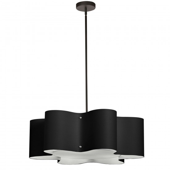 3 Light Wave Drum Pendant, JTone Black with 195F Diffuser