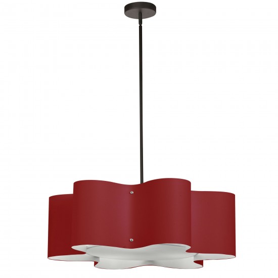 3 Light Wave Drum Pendant, JTone Red with 195F Diffuser