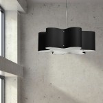 3 Light Zulu Pendant with Black Shade,Polished Chrome Finish