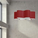 Zulu 3 Light Zulu Pendant with Red Shade,Polished Chrome Finish, ZUL-243-PC-RD