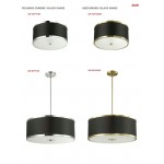 3 Light Incandescent Flush Mount, Aged Brass Finish with Black Shade