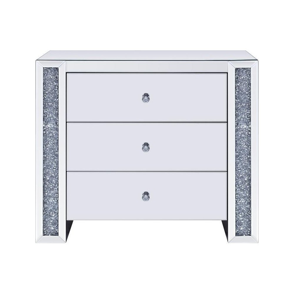 ACME Noralie Console Table, Mirrored & Faux Diamonds