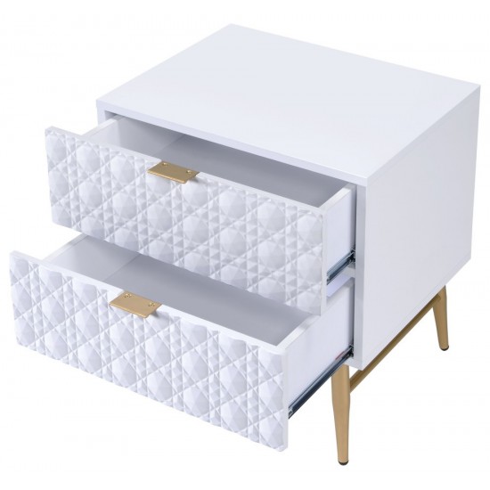 ACME Maisey II Night Table, White & Gold