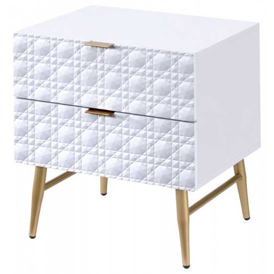 ACME Maisey II Night Table, White & Gold