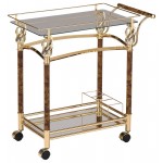 ACME Helmut Serving Cart, Gold Plated & Clear Glass