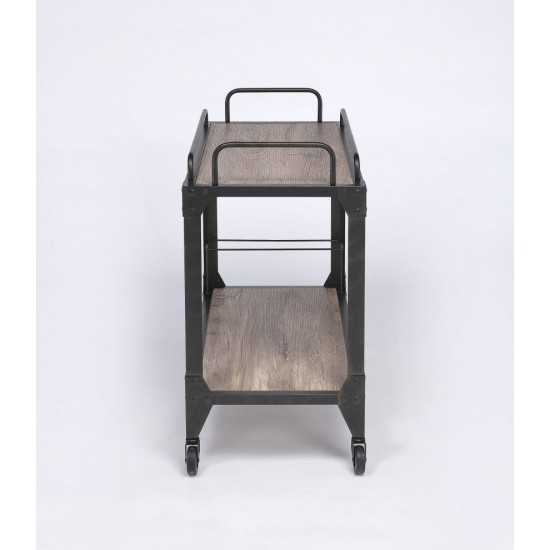 ACME Caitlin Serving Cart, Rustic Oak & Black