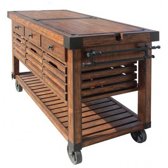 ACME Kaif Kitchen Cart, Distressed Chestnut