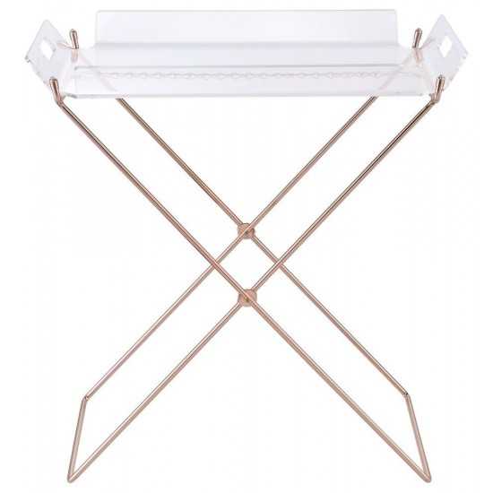 ACME Cercie Tray Table, Clear Acrylic & Copper