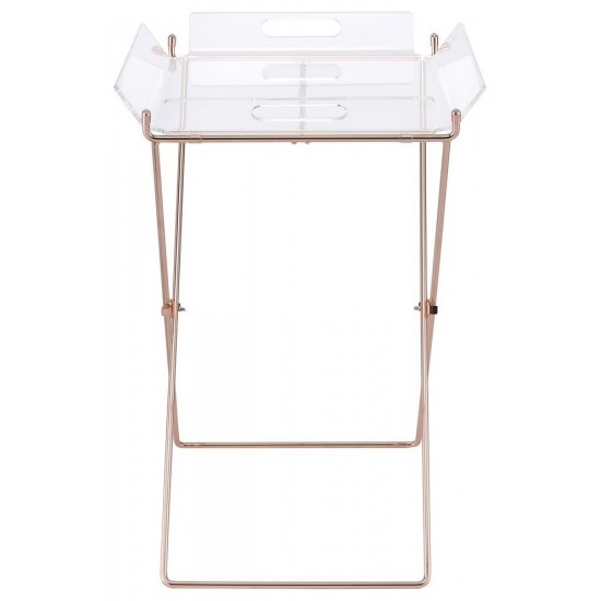 ACME Cercie Tray Table, Clear Acrylic & Copper