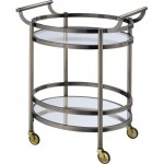 ACME Lakelyn Serving Cart, Black Nickel & Clear Glass