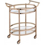 ACME Lakelyn Serving Cart, Rose Gold & Clear Glass