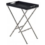 ACME Lajos Tray Table, Black & Brushed Nickel