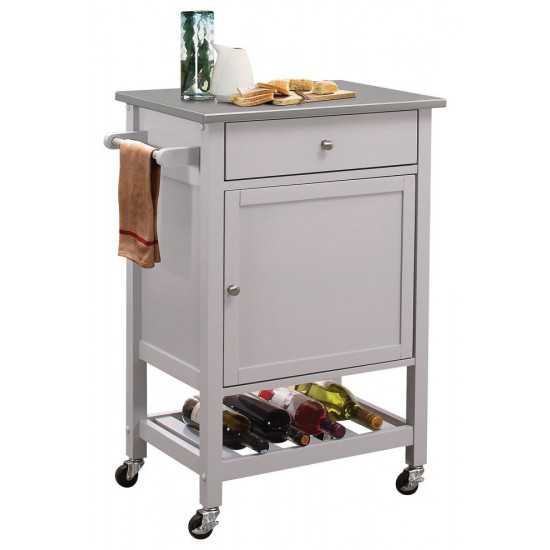 ACME Hoogzen Kitchen Cart, Stainless Steel & Gray