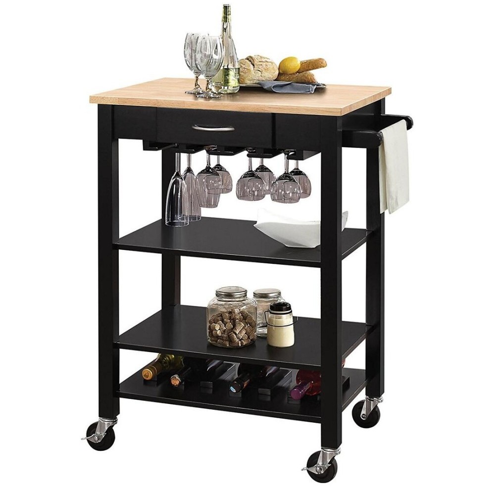 ACME Ottawa Kitchen Cart, Natural & Black