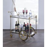 ACME Cyrus Serving Cart, Silver/Gold & Clear Glass