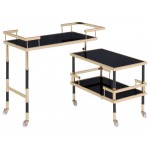 ACME Kina Serving Cart, Gold/Black & Smoky Glass