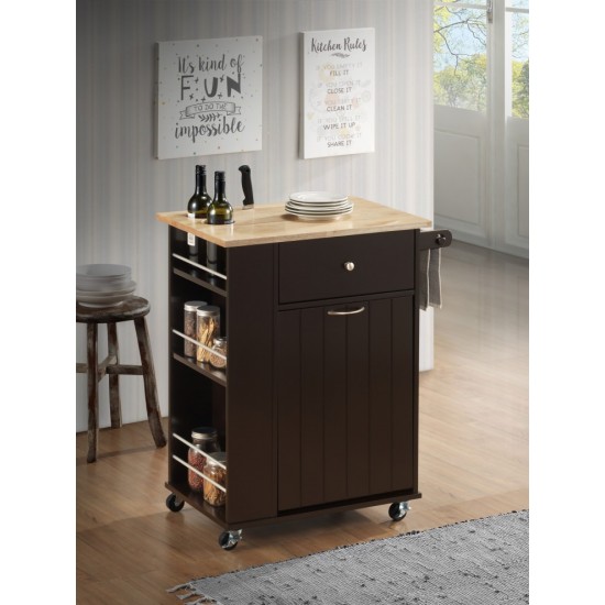 ACME Zina Kitchen Cart, Natural & Wenge