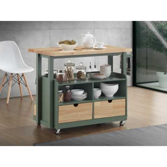 ACME Harper Kitchen Cart, Natural & Green