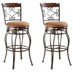 ACME Tavio Bar Chair w/Swivel (Set-2), Fabric & Black w/Gold Brush, 29" Seat Height