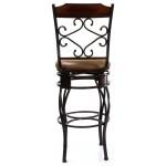 ACME Tavio Bar Chair w/Swivel (Set-2), Fabric & Black w/Gold Brush, 29" Seat Height