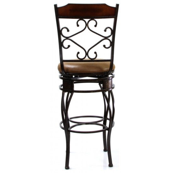 ACME Tavio Bar Chair w/Swivel (Set-2), Fabric & Black w/Gold Brush, 29" Seat Height