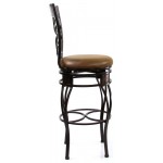 ACME Tavio Bar Chair w/Swivel (Set-2), Fabric & Black w/Gold Brush, 29" Seat Height