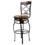 ACME Tavio Bar Chair w/Swivel (Set-2), Fabric & Black w/Gold Brush, 29" Seat Height