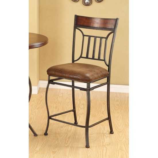 ACME Tavio Counter Height Chair (Set-2), Fabric & Black w/Gold Brush, 24" Seat Height