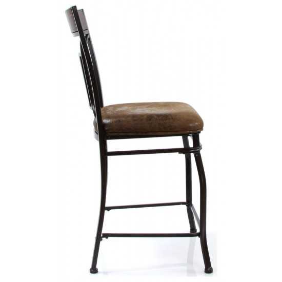 ACME Tavio Counter Height Chair (Set-2), Fabric & Black w/Gold Brush, 24" Seat Height